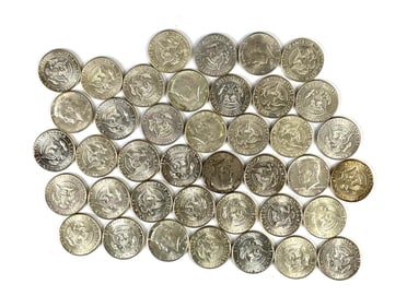 Group of 40 US Kennedy 40% Silver Half Dollars UNC