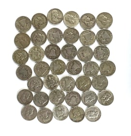 Group of 40 US Franklin Silver Half Dollars
