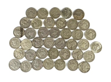 Group of 40 US Franklin Silver Half Dollars