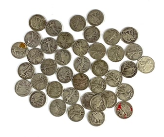 Group of 100 US Walking Liberty Silver Half Dollars