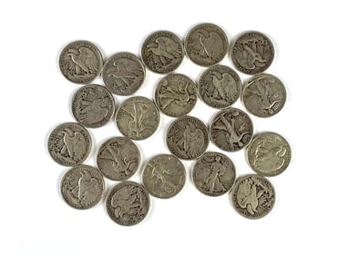 Group of 20 US Walking Liberty Silver Half Dollars