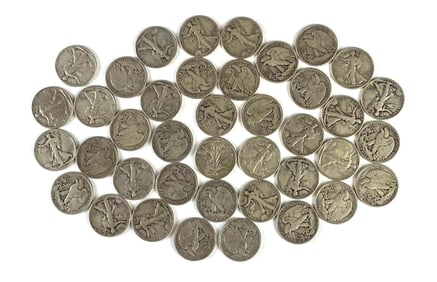 Group of 40 US Walking Liberty Silver Half Dollars