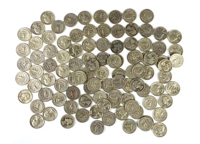 Group of 100 US Washington Silver Quarters