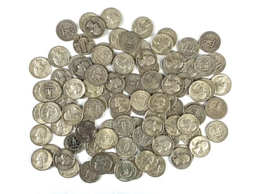 Group of 100 US Washington Silver Quarters