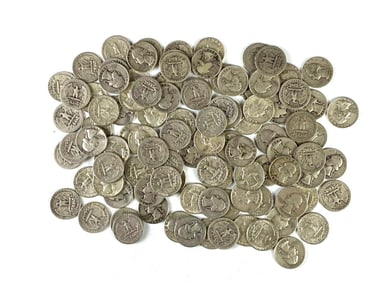 Group of 100 US Washington Silver Quarters