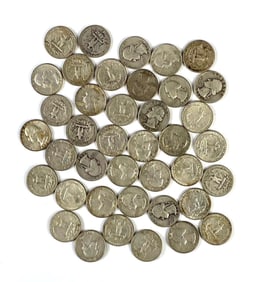 Group of 40 US Washington Silver Quarters