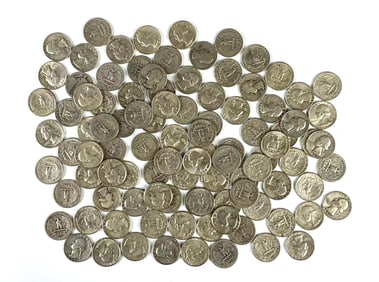 Group of 100 US Washington Silver Quarters