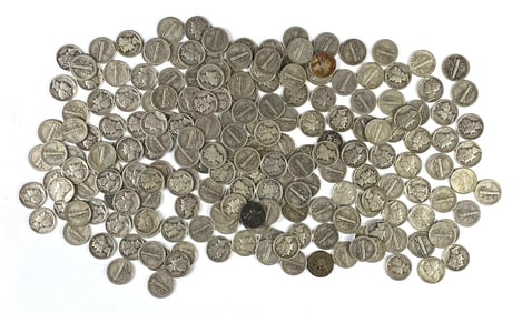 Group of 200 US Mercury Silver Dimes