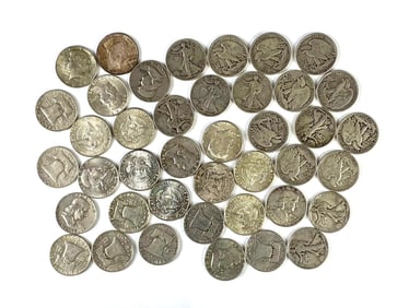 Group of 41 US Silver Half Dollars