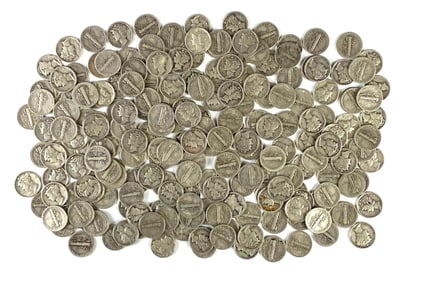 Group of 200 US Mercury Silver Dimes