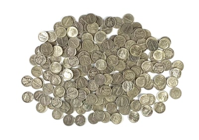 Group of 200 US Mercury Silver Dimes