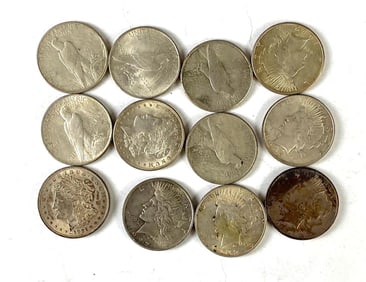 Group of 12 US Morgan Silver Dollar/ US Peace Dollar