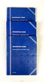 Group of 145 US Roosevelt Dimes In Whitman Collector Books