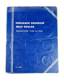 Group of 33 US Franklin Silver Half Dollars in Whitman Collector Book