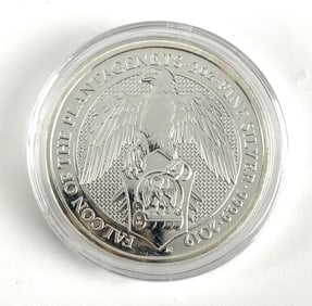 2019 Great Britain 5 Pound Falcon of the Plantagenets 2 oz .999 Fine Silver Coin