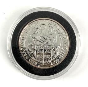 2017 Great Britain 5 Pound Red Dragon of Wales 2 oz .999 Fine Silver Coin