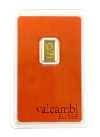 Valcambi Suisse 1 G .999 Fine Gold Ingot/ Bar