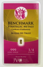 Benchmark Strategic Metals 1/4 Grain .999 Fine Gold Ingot
