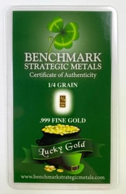 Benchmark Strategic Metals Lucky Gold 1/4 Grain .999 Fine Gold Ingot