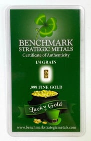 Benchmark Strategic Metals Lucky Gold 1/4 Grain .999 Fine Gold Ingot