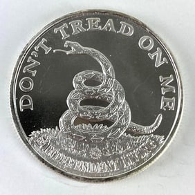 DON'T TREAD ON ME Boston Tea Party 1 oz .999 Fine Silver Round