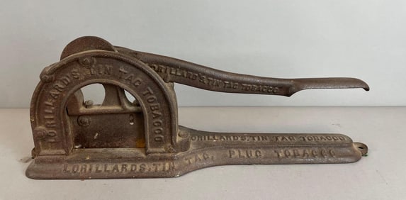 Antique Lorillards Tin Tag Cast Iron Tobacco Cutter