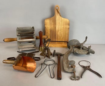 Group of Primitive Kitchen Items