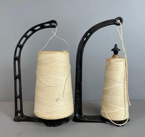 Group of 2 Antique Cast Iron Spool Holders