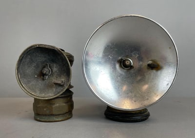 Group of 2 Brass Carbide Miners Lamps