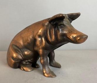 Vintage Brass Chicago Stockyards Souvenir Pig Bank