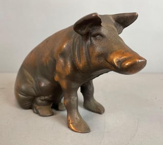 Vintage Brass Chicago Stockyards Souvenir Pig Bank