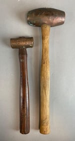 Group of 2 Vintage Brass Peen Railroad Hammers