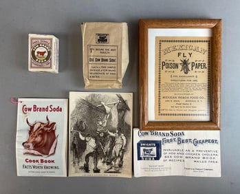 Group of Vintage Cow Brand Soda Advertising Items and More