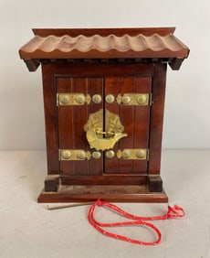 Asian Style Wood Lock Box with Key