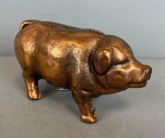 Vintage Brass Pig Bank