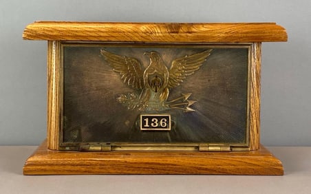 Antique US Post Office Box Door Federal Eagle Coin Bank