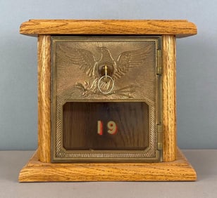 Antique US Post Office Box Door Federal Eagle Coin Bank