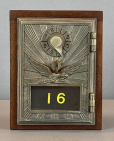 Antique US Post Office Box Door Federal Eagle Coin Bank