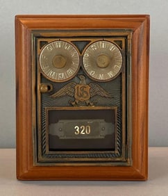 Antique US Post Office Box Door Federal Eagle Coin Bank