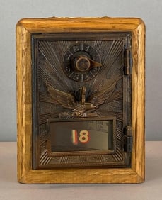 Antique US Post Office Box Door Federal Eagle Coin Bank