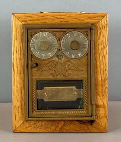 Antique US Post Office Box Door Federal Eagle Coin Bank