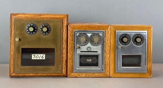 Group of 3 Antique US Post Office Box Door Coin Banks