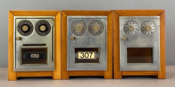 Group of 3 Antique US Post Office Box Door Coin Banks
