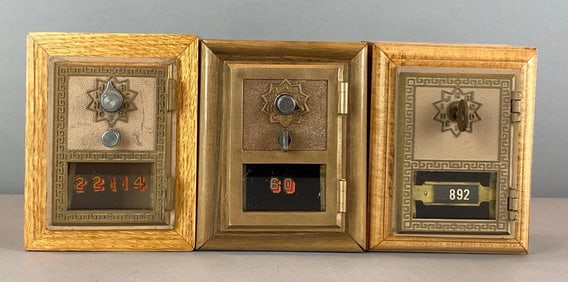 Group of 3 Antique US Post Office Box Door Coin Banks