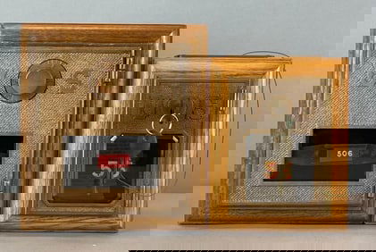 Group of 2 Antique US Post Office Box Door Coin Banks