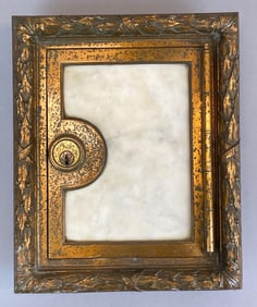 Antique Floral Border Bronze and Marble Post Office Box Door