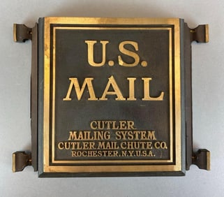 Antique Cutler US Mail Chute Brass Cover