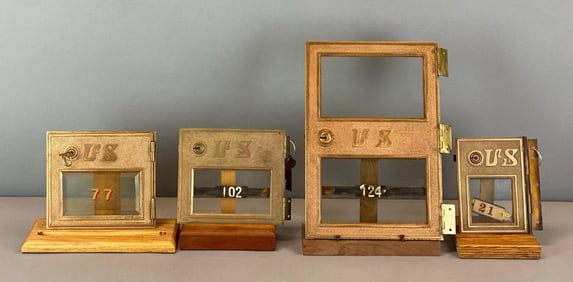 Group of 4 Antique US Post Office Box Doors