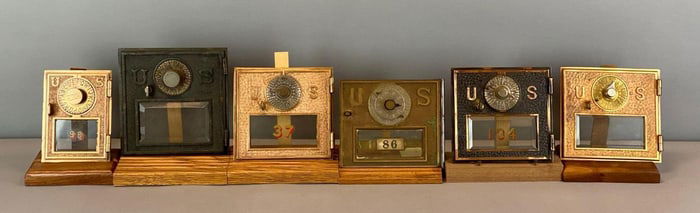 Group of 6 Antique US Post Office Box Doors