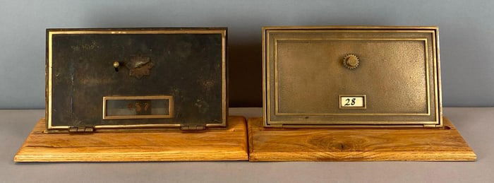 Group of 2 Antique US Post Office Box Doors